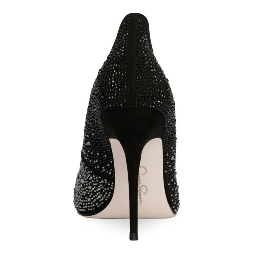Jessica Simpson Black Crystal Embellished Pointed-Toe Stiletto